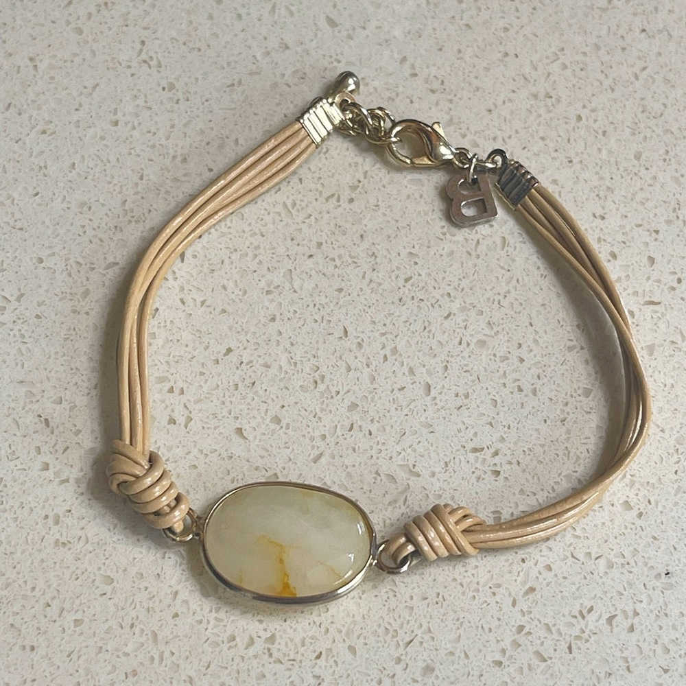 Semi-precious Single Stone Dainty Leather Bracelet